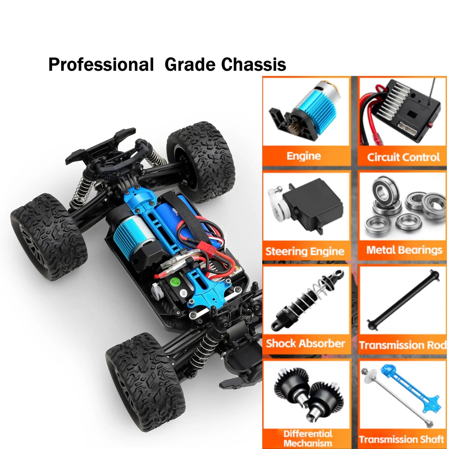 1:16 RC Cars Monster Truck - 164018,4WD 35KM/H High Speed Off-Road Truck