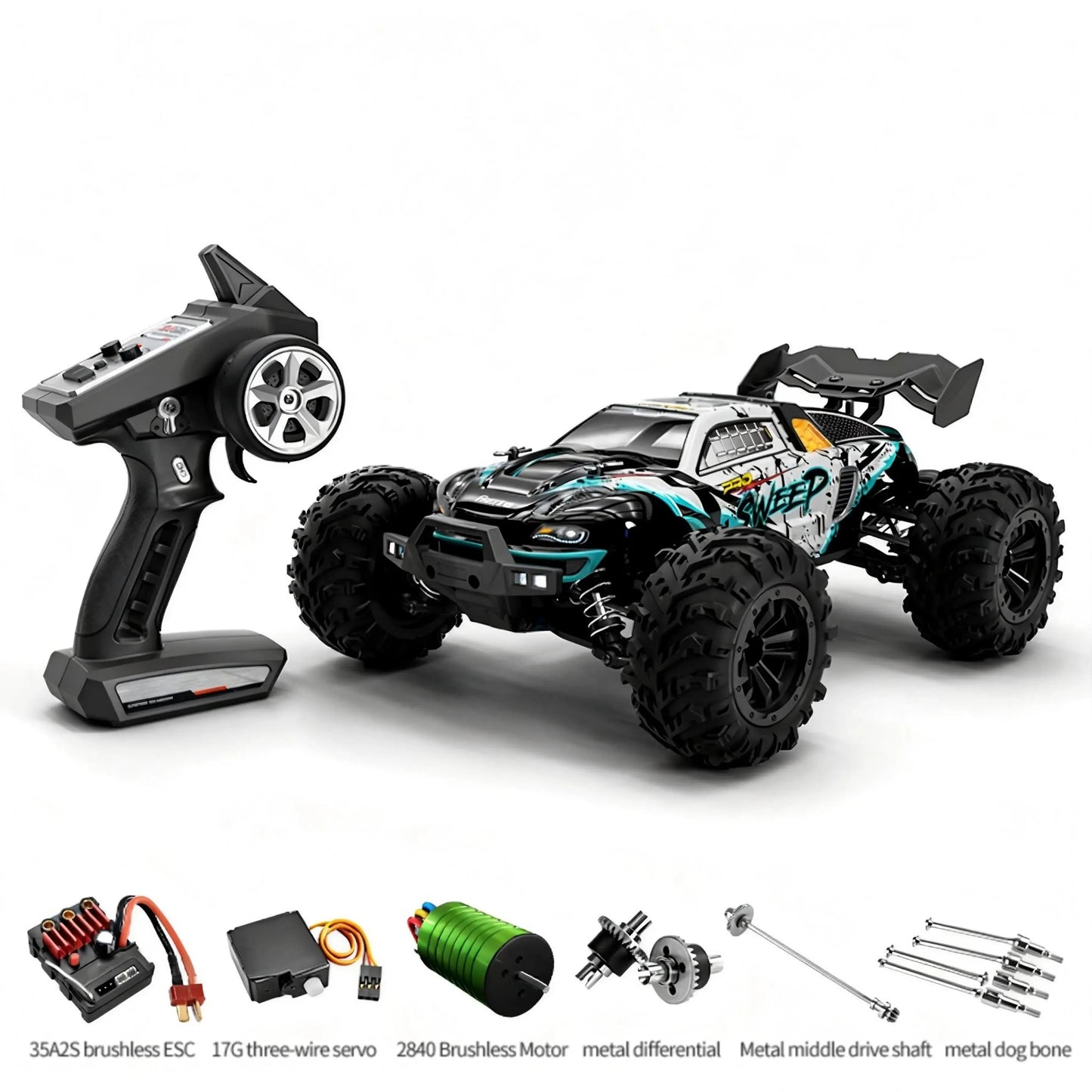 1:16 4WD 70KM/H Monster Truck for Sale - Brushless High-Speed RC Car