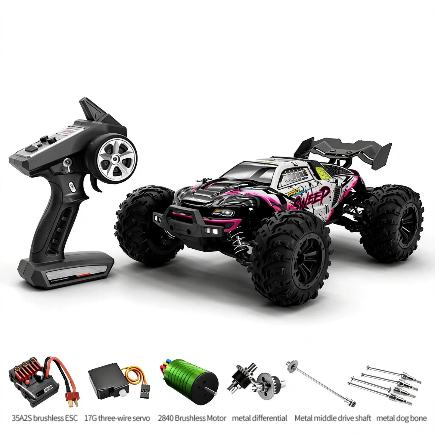 1:16 4WD 70KM/H Monster Truck for Sale - Brushless High-Speed RC Car