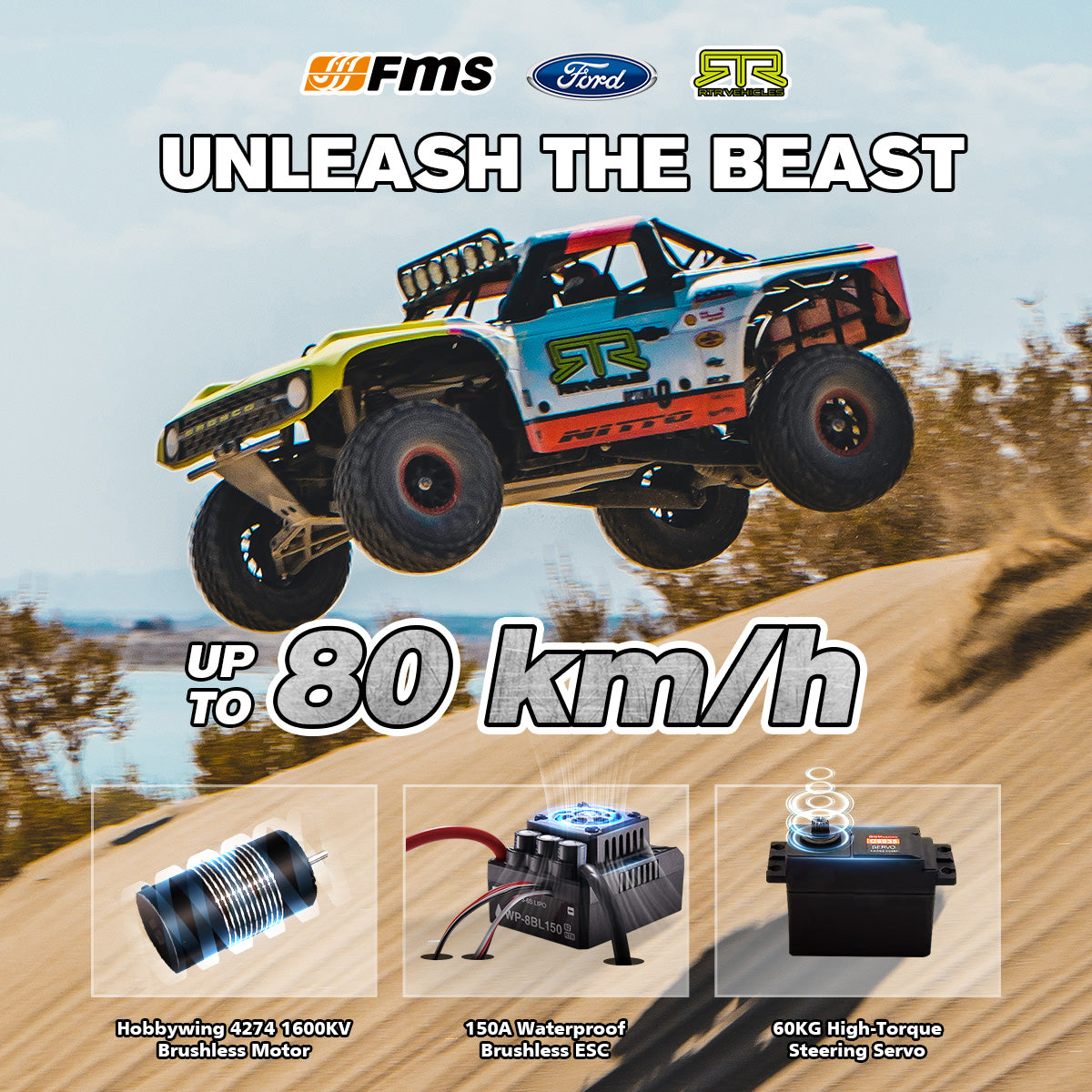 TCH 1:7 Ford Bronco RTR EB Brushless 4WD Short Course Truck RS