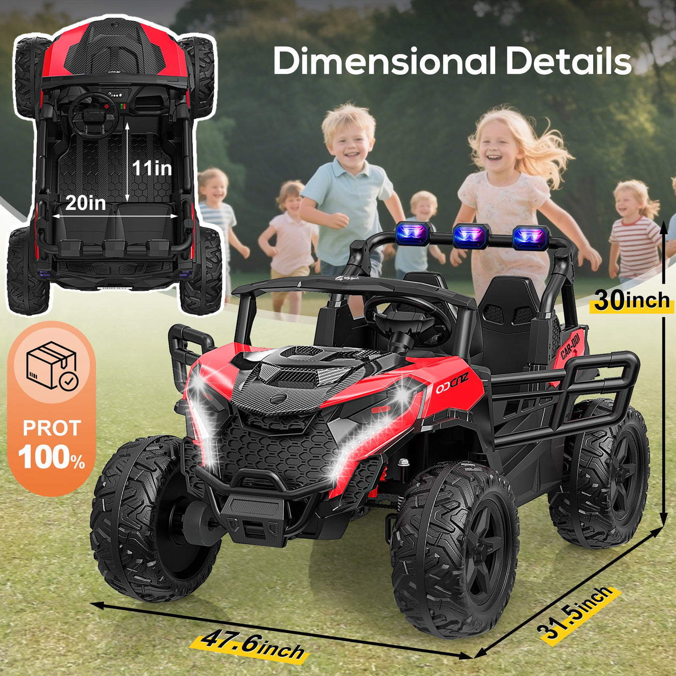 4x200W 24V 2-Seater Ride-on Truck 4WD with EVA Tires
