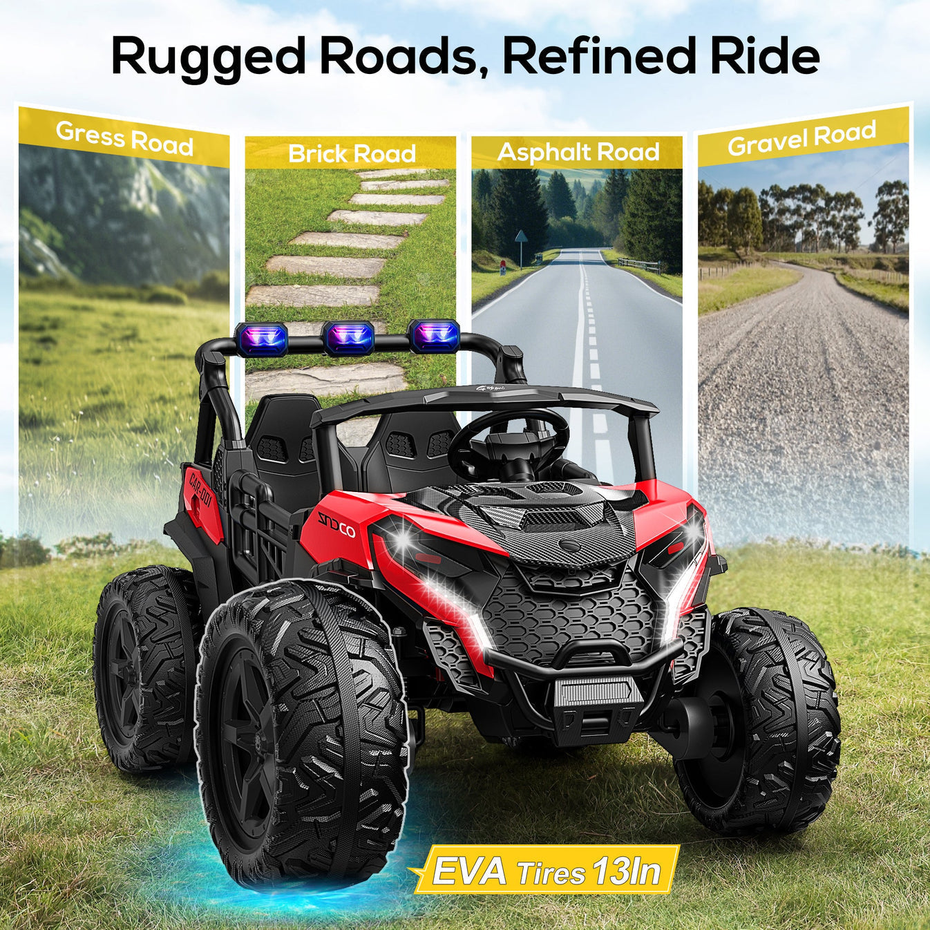 4x200W 24V 2-Seater Ride-on Truck 4WD with EVA Tires