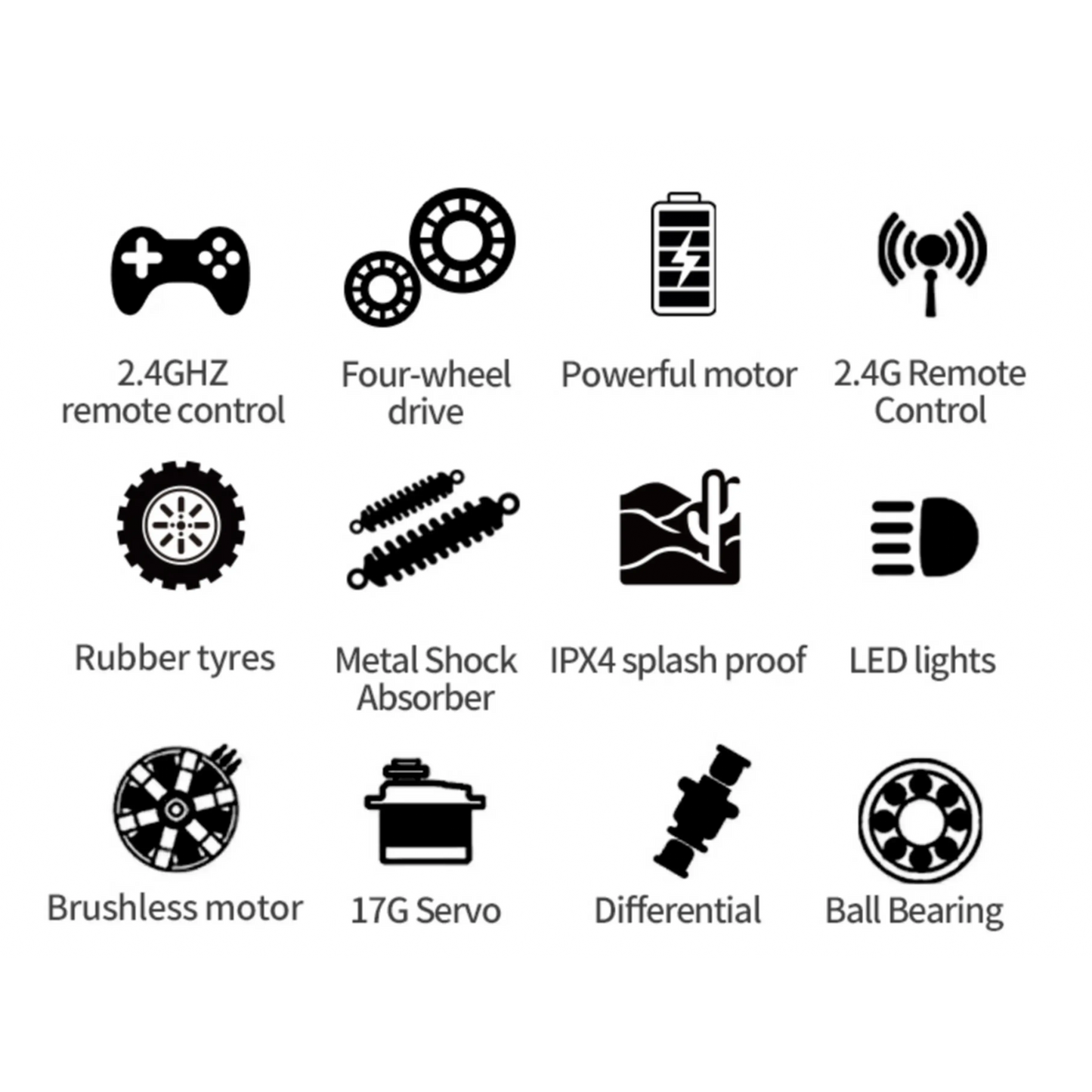1:16 Large Alloy Crawler Remote Control Truck - 4WD, 2.4GHz, Waterproof