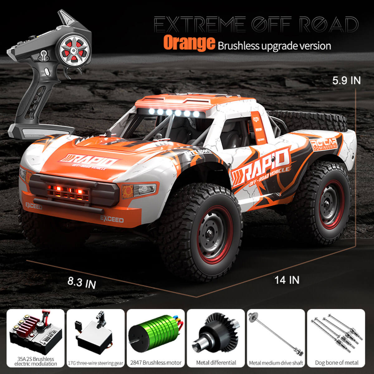 High Speed RC Car 70+KMH Brushless/ Brushed Remote Control Monster Truck Hobby Grade Racing Buggy