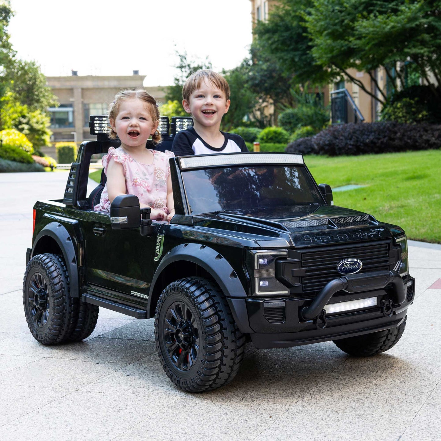 Ford F450 Custom Edition 24V Kids Ride-On Car Truck with R/C Parental Remote | Black