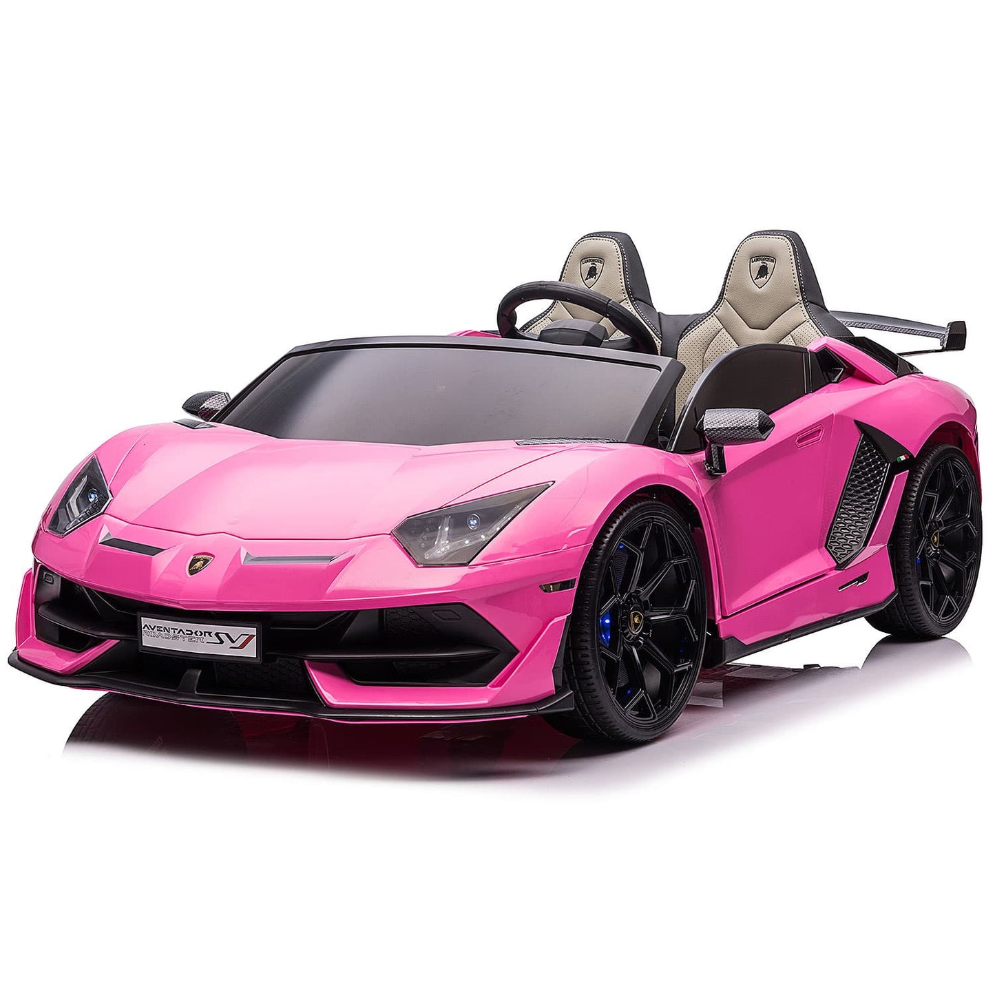 Lamborghini Aventador SVJ 24V Kids Ride-On Car with R/C Parental Remote | Pink