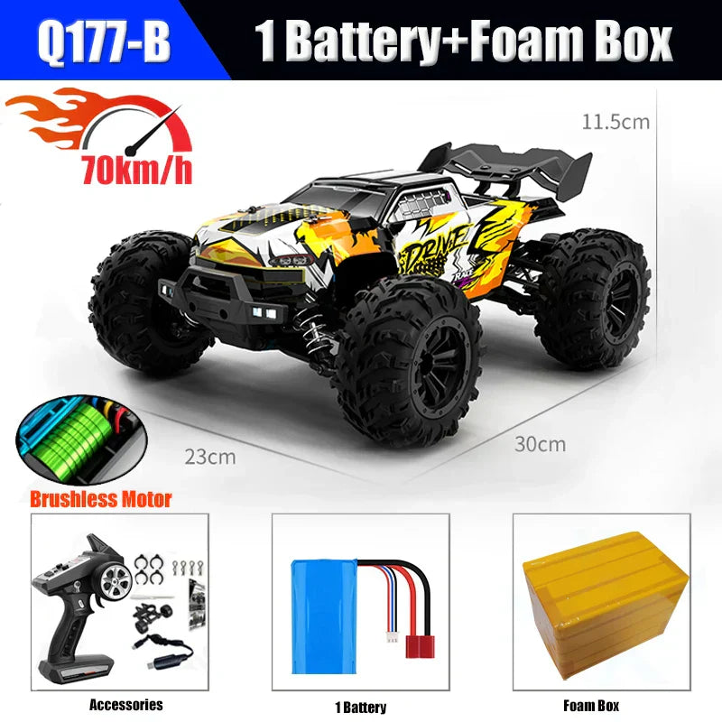 1/16 70KM/h 4WD RC Car – Ultra Fast Brushless Motor Racing
