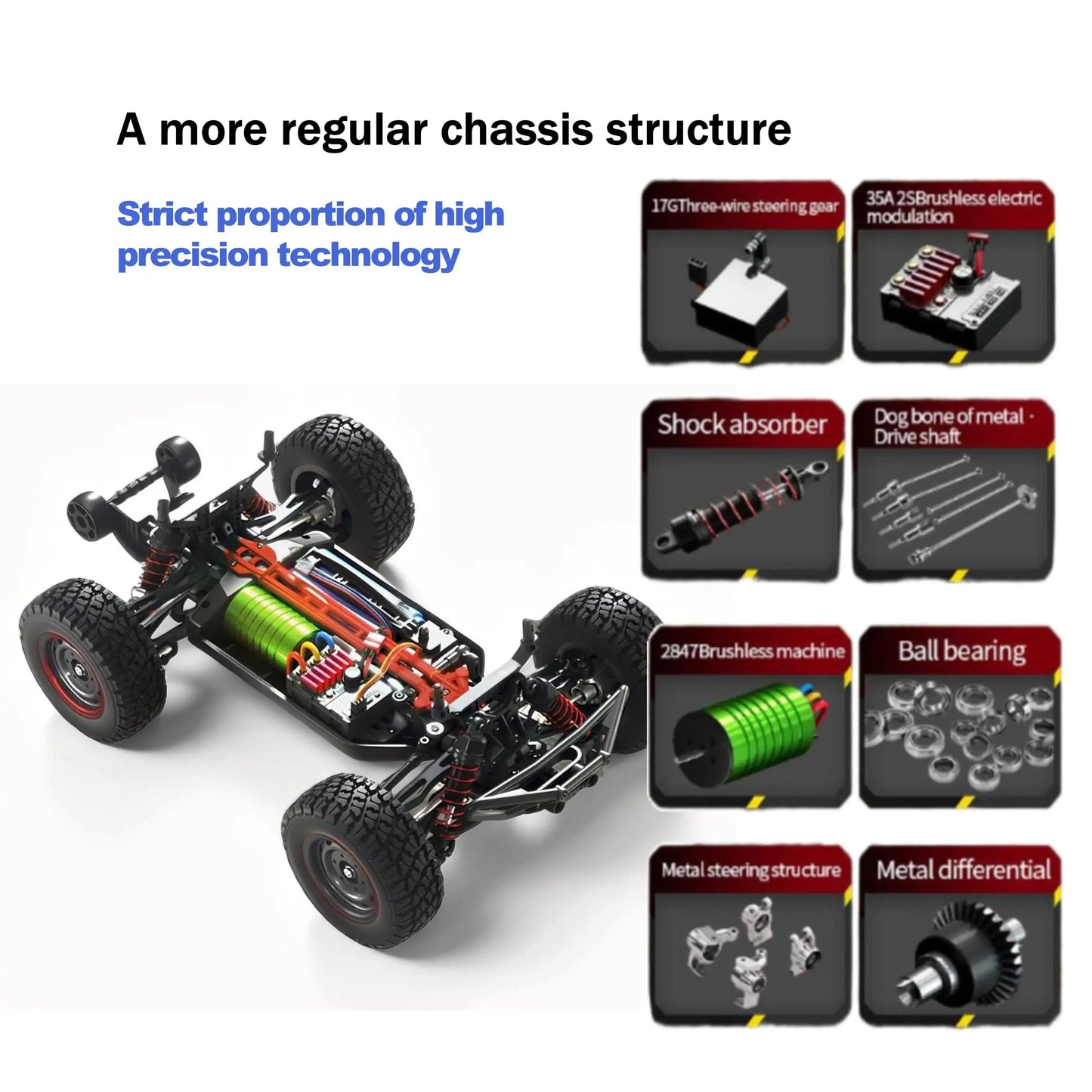 16106Pro 4WD Remote Control Monster Truck with Brushless Motor, 70km/h for Outdoor Adventures